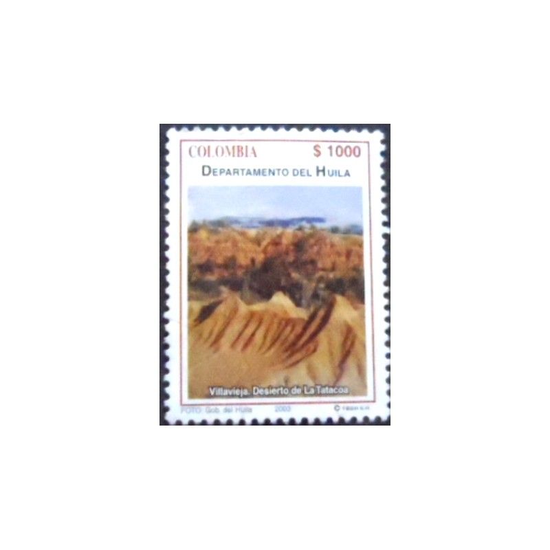 Imagem do selo postal da Colômbia de 2003 Tatacoa desert