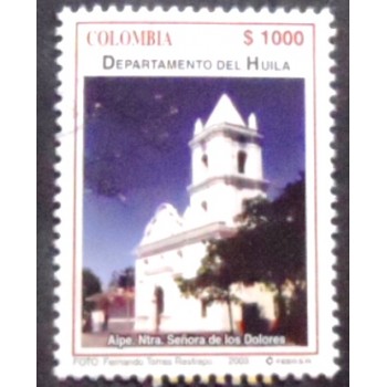 Imagem do selo postal da Colômbia de 2003 Church of Our Lady of Sorrows