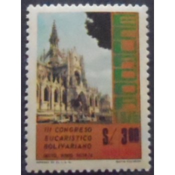 Imagem do selo postal do Equador de 1975 Quito Cathedral