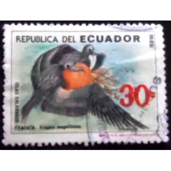 Imagem do selo postal do Equador de 1986 Magnificent Frigatebird
