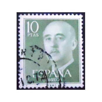 Imagem similar à do selo postal da Espanha de 1955 General Franco 10 U