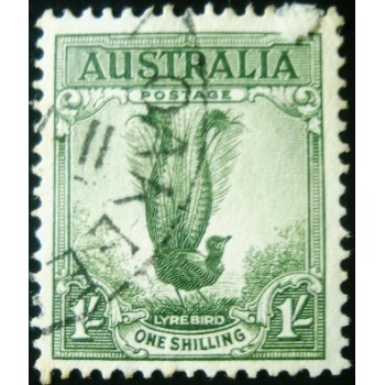Imagem do selo postal da Austrália de 1956 Superb Lyrebird