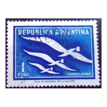 Imagem do selo postal da Argentina de 1957 Homing Pigeon