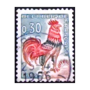 Imagem similar à do selo postal da França de 1966 Gallic Cock 30 U