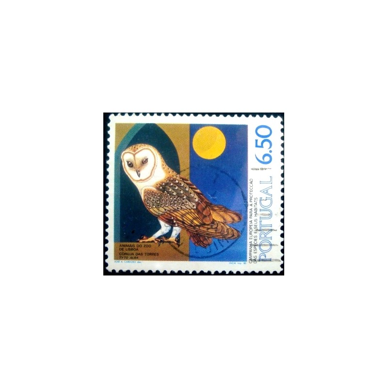 Imagem similar à do selo postal de Portugal de 1980 Western Barn Owl