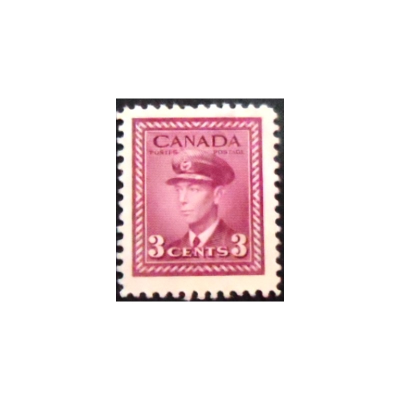 Imagem do selo postal do Canadá de 1943 King George VI War 3