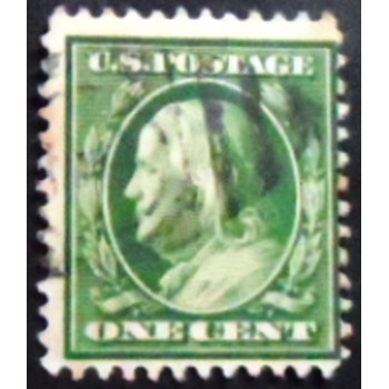 Imagem do selo postal dos Estados Unidos de 1908 Benjamin Franklin 1