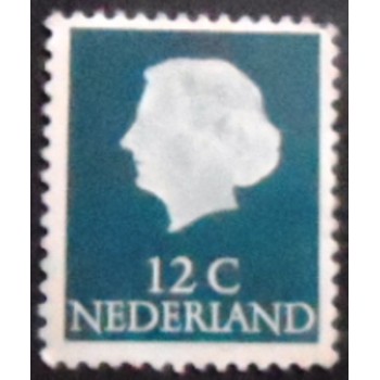 Imagem do selo postal da Holanda de 1954 Queen Juliana 12 N