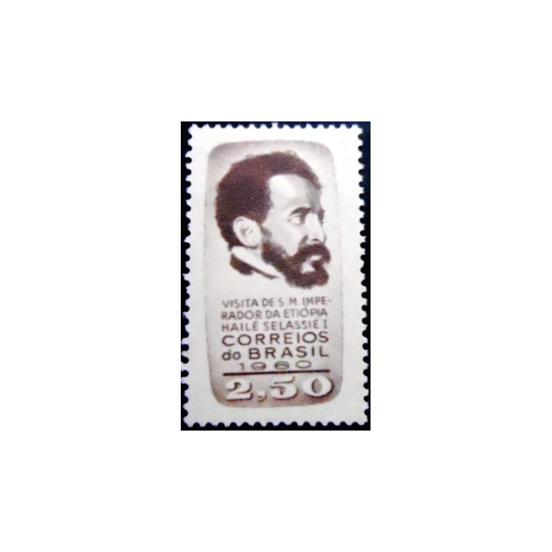 Imagem do selo postal do Brasil de 1961 Imperador Hailé Selassié N