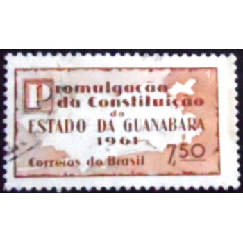 Imagem do selo postal do Brasil de 1961 Constituição do Estado da Guanabara U