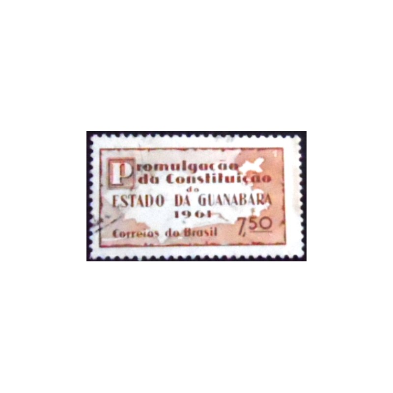 Imagem do selo postal do Brasil de 1961 Constituição do Estado da Guanabara U
