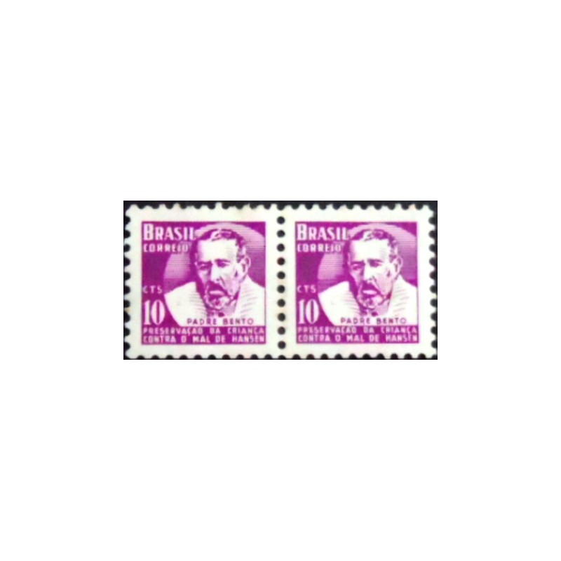imagem do par de selos postais do Brasil de 1961 Padre Bento H-7 M