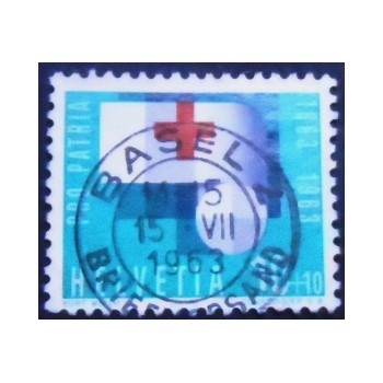 Selo postal da Suiça de 1963 Bandage with red cross