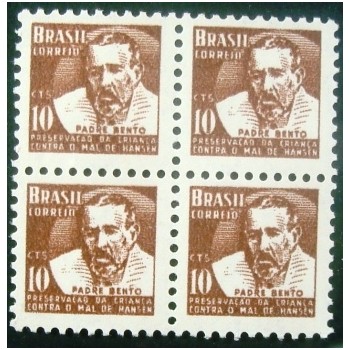 Quadra de selos postais do Brasil de 1962 Padre Bento H 8
