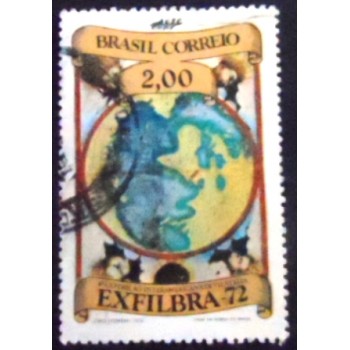 Imagem similar à do selo postal do Brasil de 1972 Mapa Mundi U