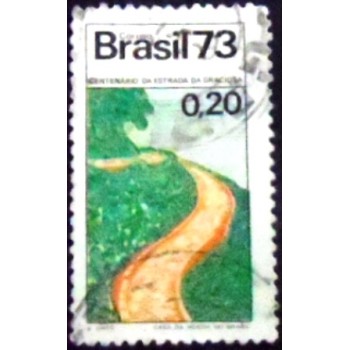 Imagem similar à do selo postal do Brasil de 1973 Estrada da Graciosa  U