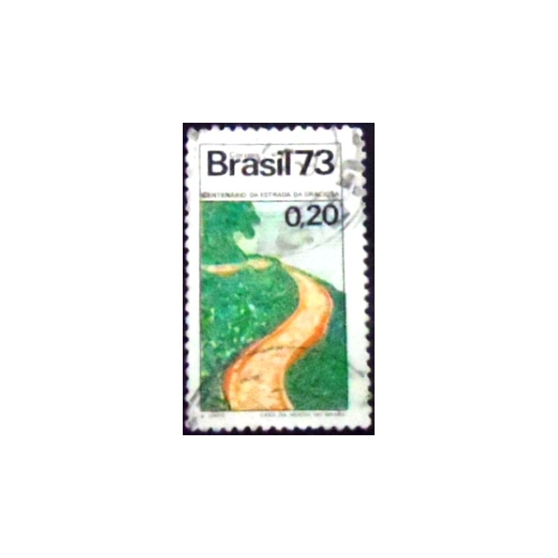 Imagem similar à do selo postal do Brasil de 1973 Estrada da Graciosa  U