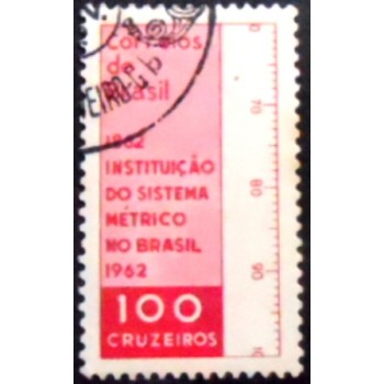 Selo postal do Brasil de 1962 Sistema Métrico MCC