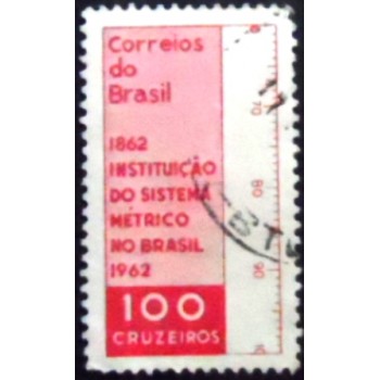 Selo postal do Brasil de 1962 Sistema Métrico U