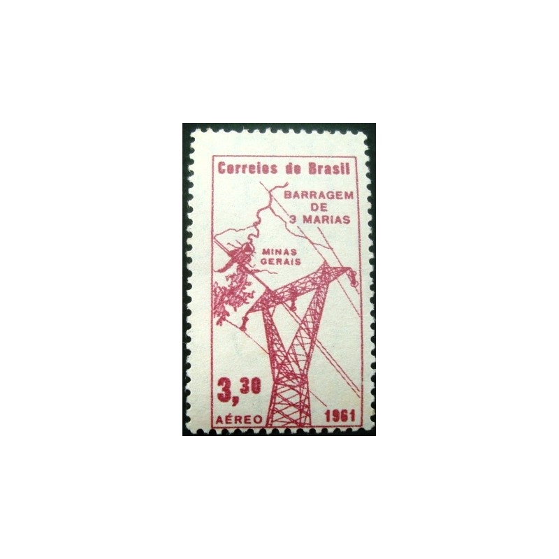 Selo postal do Brasil de 1961 Barragem Três Marias M