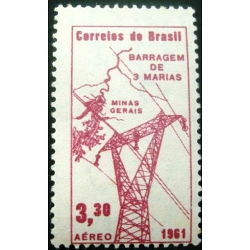 Selo postal do Brasil de 1961 Barragem Três Marias N