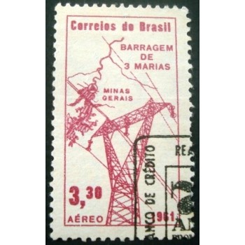 Selo postal do Brasil de 1961 Barragem Três Marias NCC