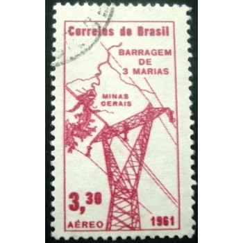 Selo postal do Brasil de 1961 Barragem Três Marias U