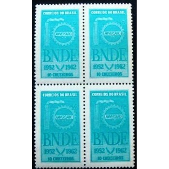 Quadra de selos postais do Brasil de 1962 BNDE N