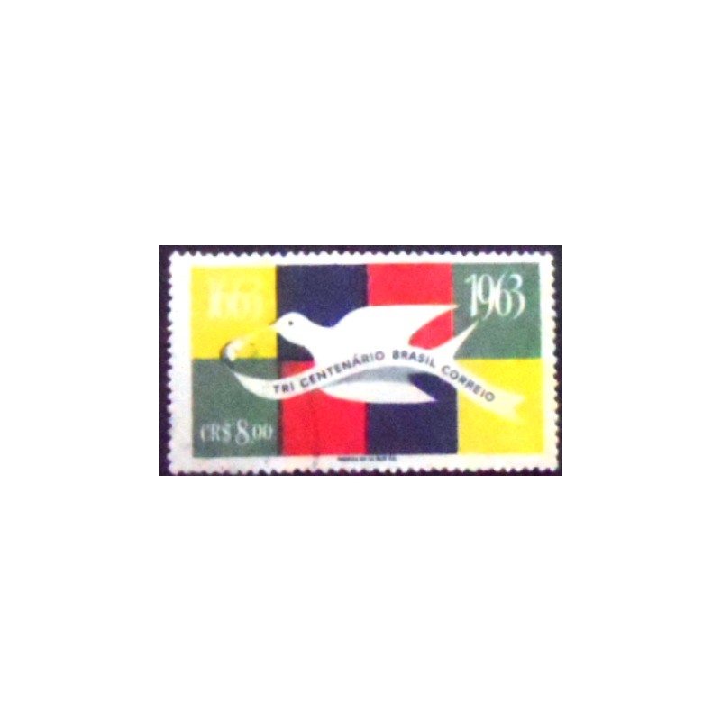 Imagem similar à do selo postal do Brasil de 1963 Aniversário dos Correios U