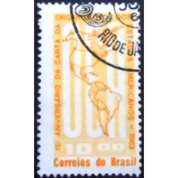 Selo postal do Brasil de 1963 Carta OEA NCC