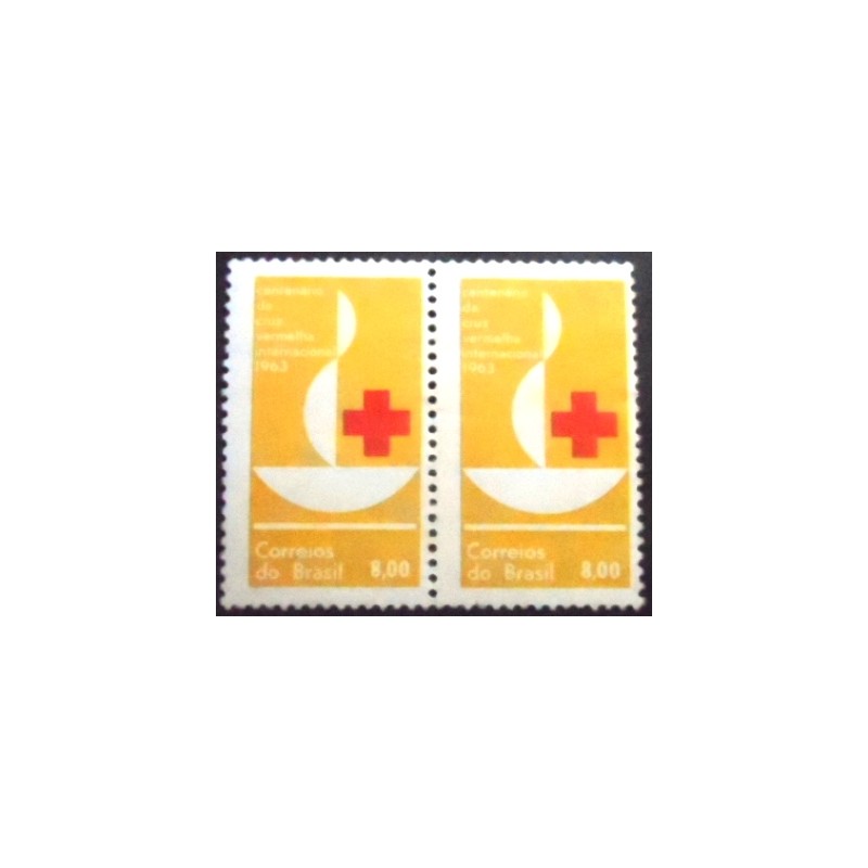 Par de selos postais do Brasil de 1963 Cruz Vermelha M PR