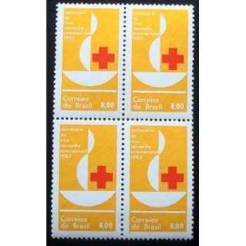 Quadra de selos postais do Brasil de 1963 Cruz Vermelha M