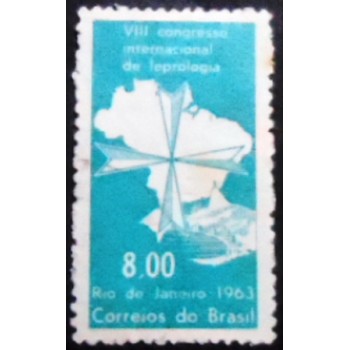 Selo postal do Brasil de 1963 Leprologia M