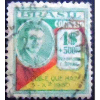 Imagem similar à do selo postal  do Brasil de 1931 Osvaldo Aranha 1+500 anunciado