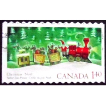 Selo postal do Canadá de 2004 Santa Claus in a Train