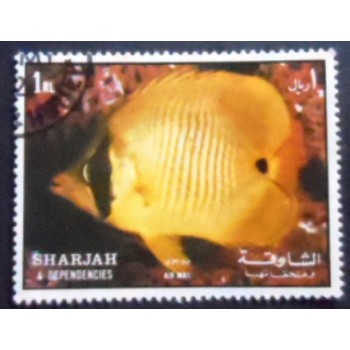 Selo postal de Sharjah de 1972 Threadfin Butterflyfish