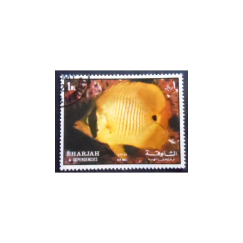 Selo postal de Sharjah de 1972 Threadfin Butterflyfish