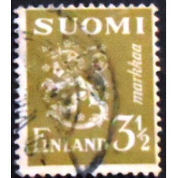 Selo postal da Finlândia de 1942 Hammarsten-Jansson Design 3½