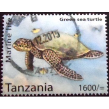 Selo postal da Tanzânia de 2014 Green Sea Turtle