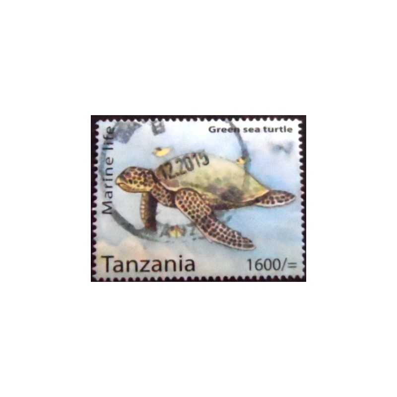 Selo postal da Tanzânia de 2014 Green Sea Turtle