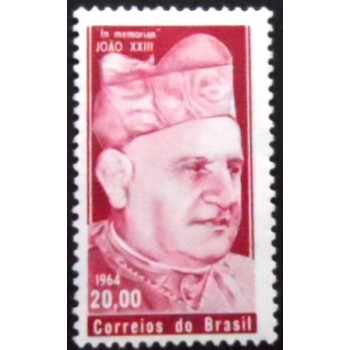 Selo postal do Brasil de 1964 Papa João XXIII M